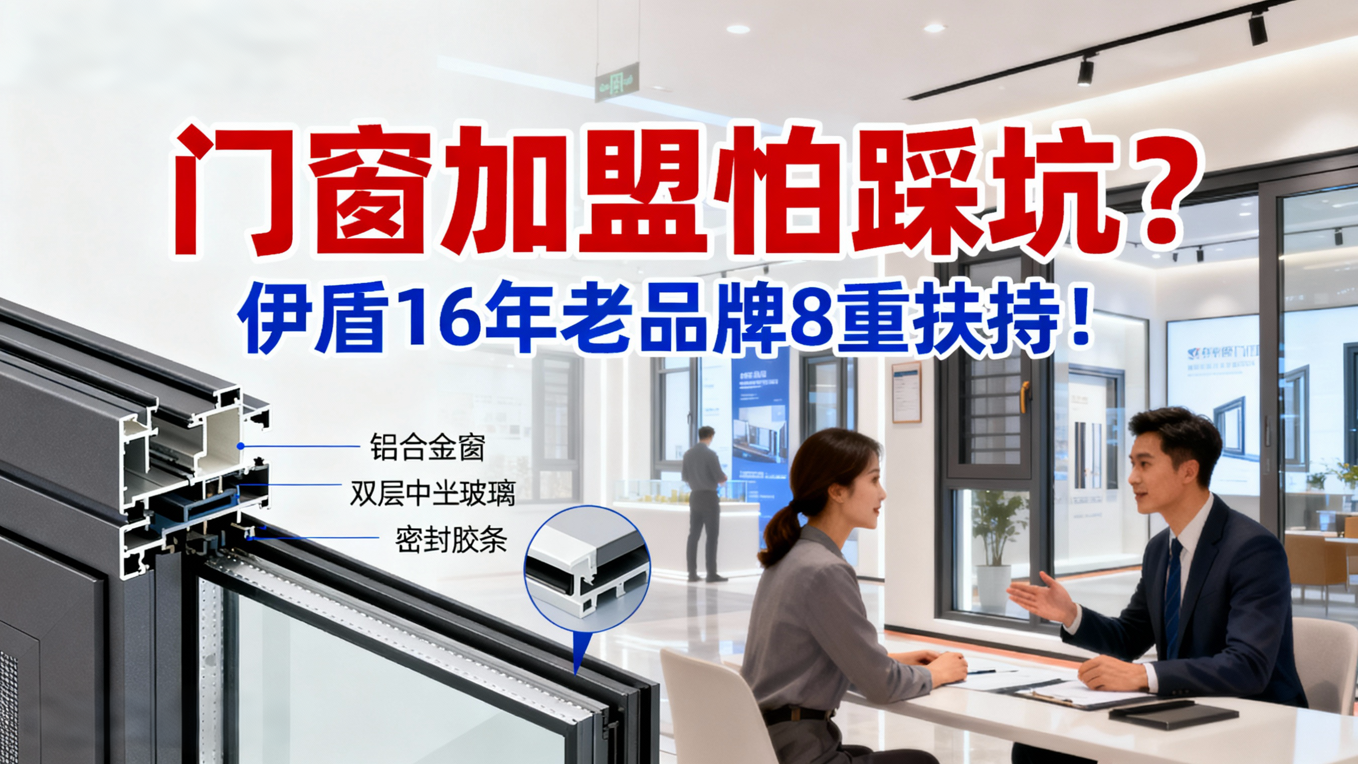 門窗加盟怕踩坑？伊盾16年老品牌8重扶持！